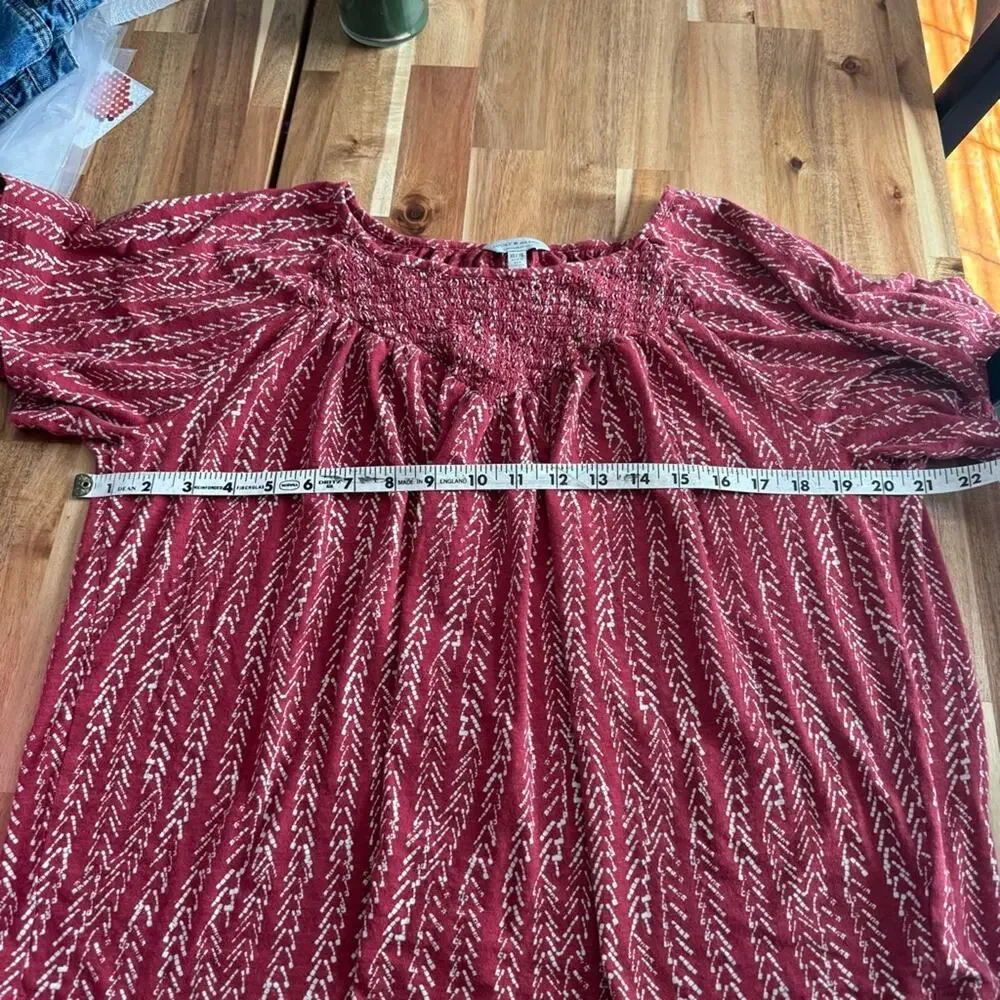 LUCKY BRAND Rust & Cream Peasant Top Size - Picture 5 of 6